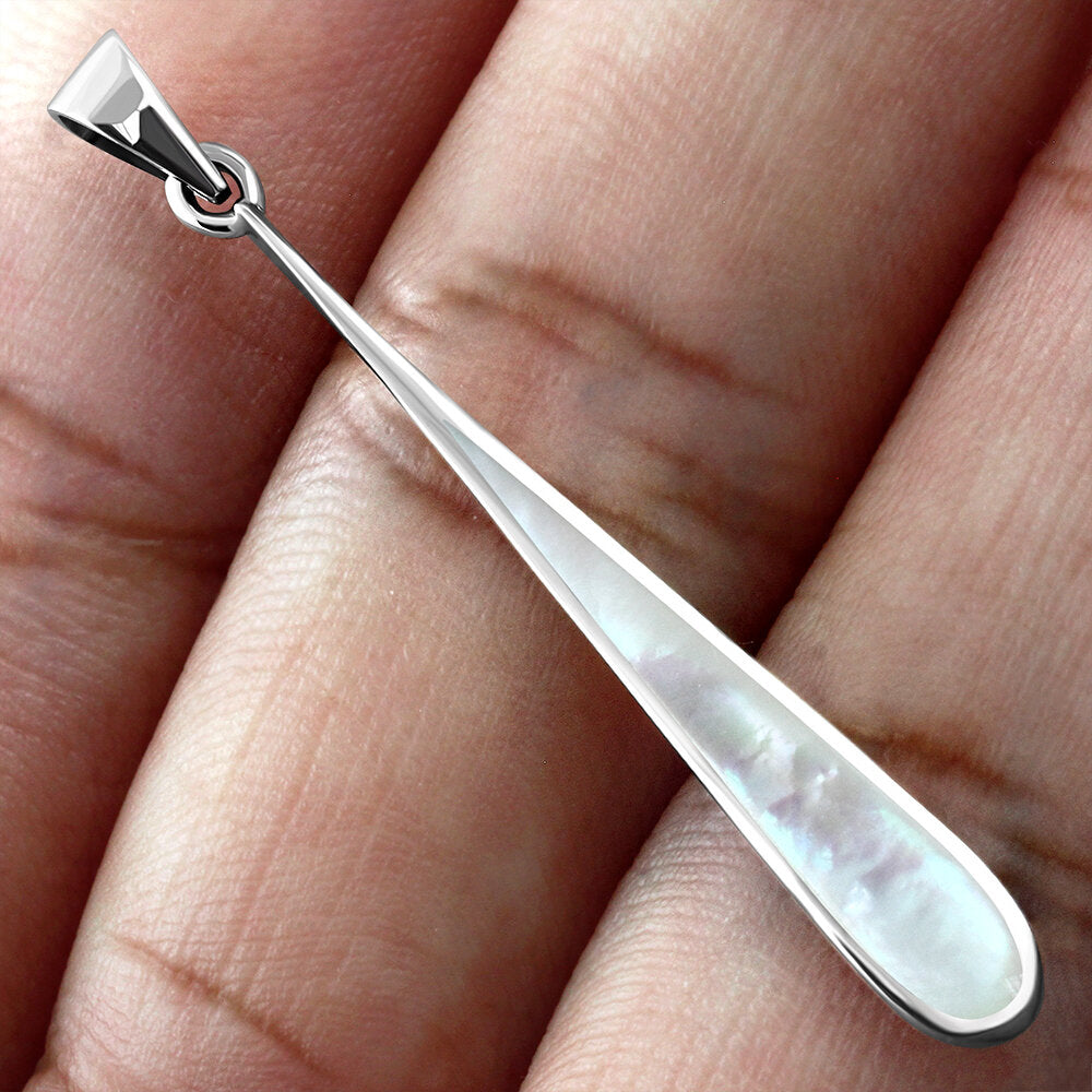Contemporary Stone Pendant- Long Icicle Drop with Mother of Pearl