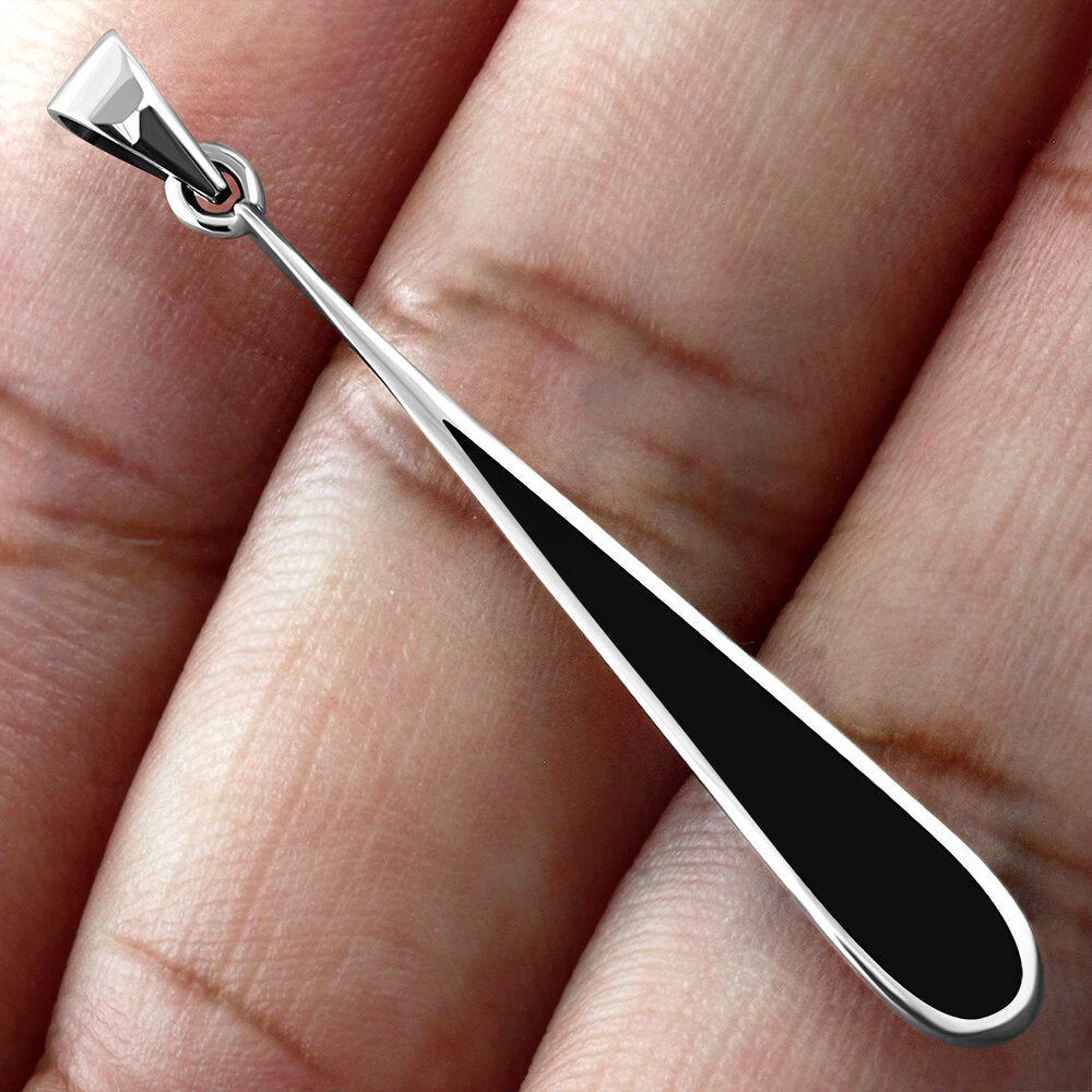 Contemporary Stone Pendant- Long Icicle Drop with Black Onyx