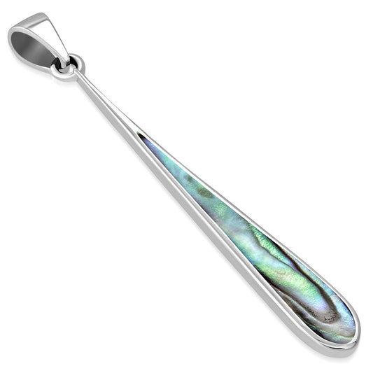 Contemporary Stone Pendant- Long Icicle Drop with Abalone Shell