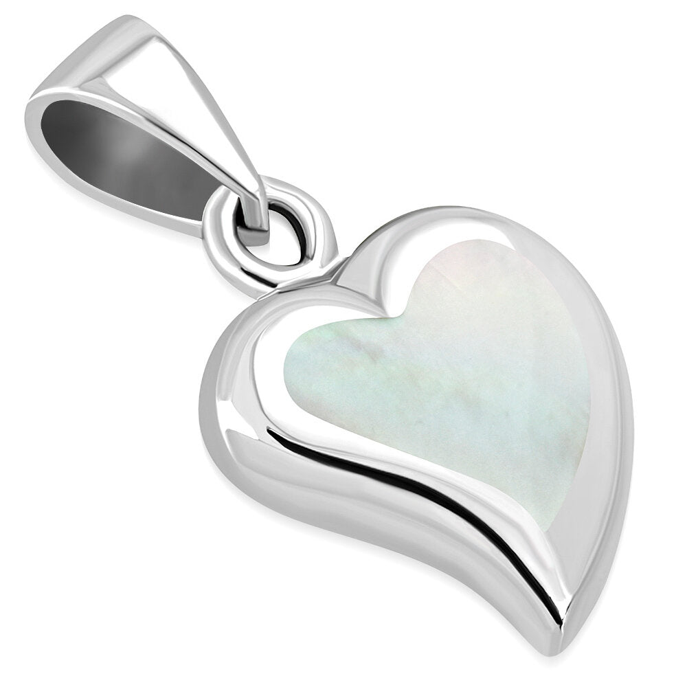 Contemporary Stone Pendant - Love Heart with Mother of Pearl