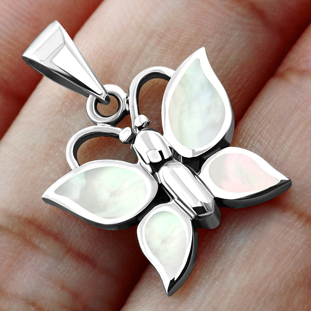Contemporary Stone Pendant - Butterfly with Mother of Pearl