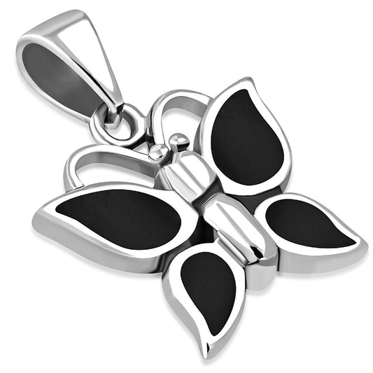 Contemporary Stone Pendant- Butterfly with Black Onyx