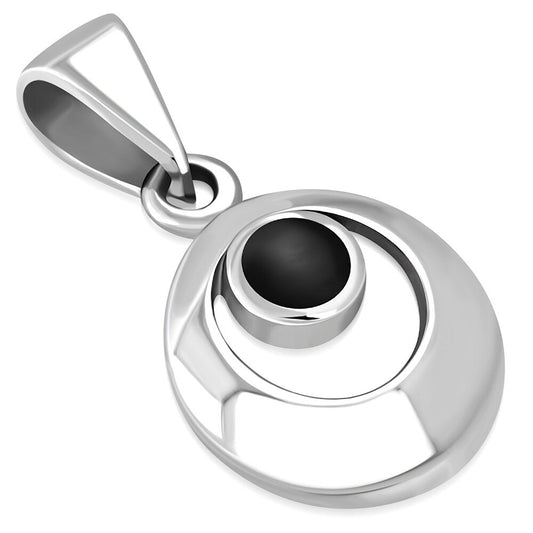 Contemporary Stone Pendant- Lunar Trace with Black Onyx