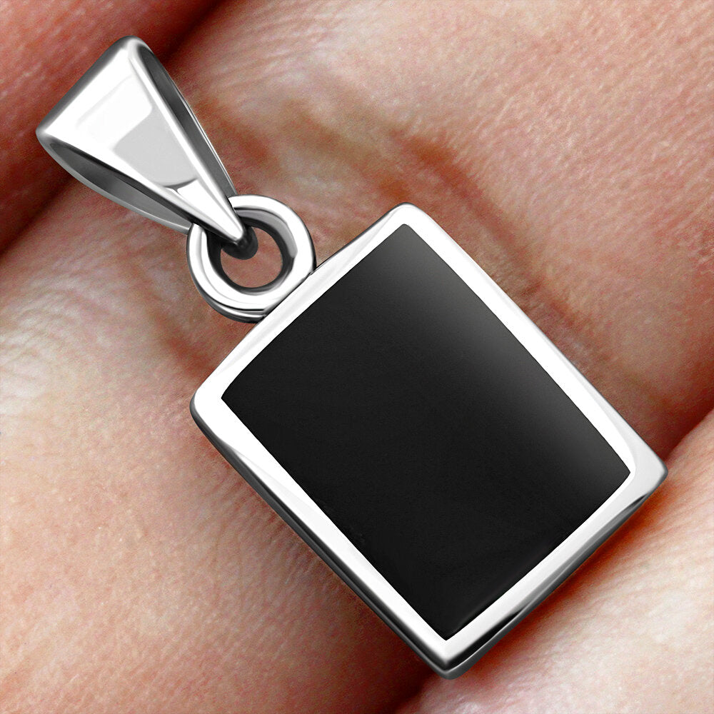 Contemporary Stone Pendant-  Rectangle with Black Onyx