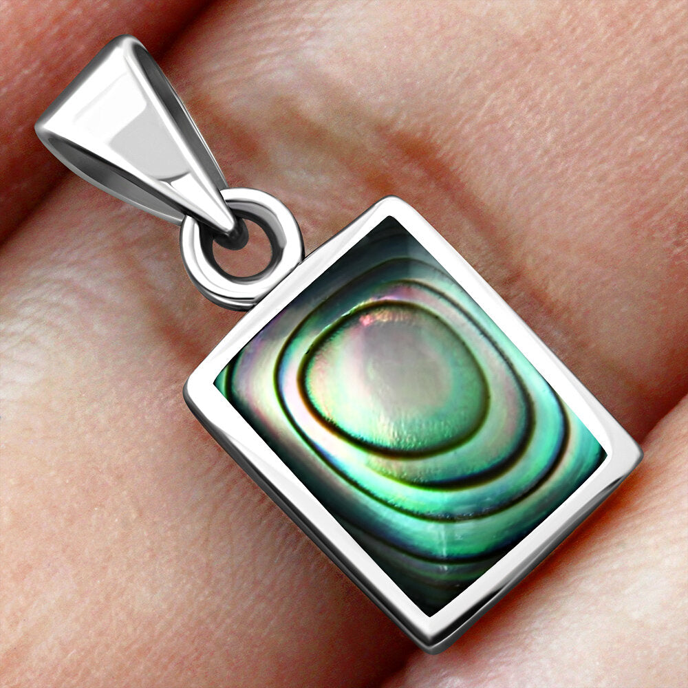 Contemporary Stone Pendant- Rectangle with Abalone Shell