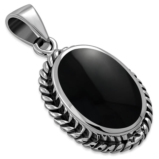 Contemporary Stone Pendant- Vintage Frame with Black Onyx