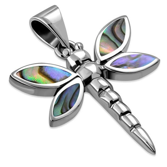 Contemporary Stone Pendant- The Dragonfly with Abalone Shell