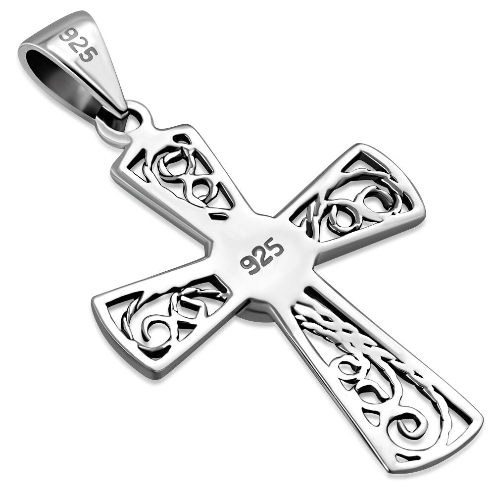 Scottish Marble Pendant - Cross with Filigree Arms