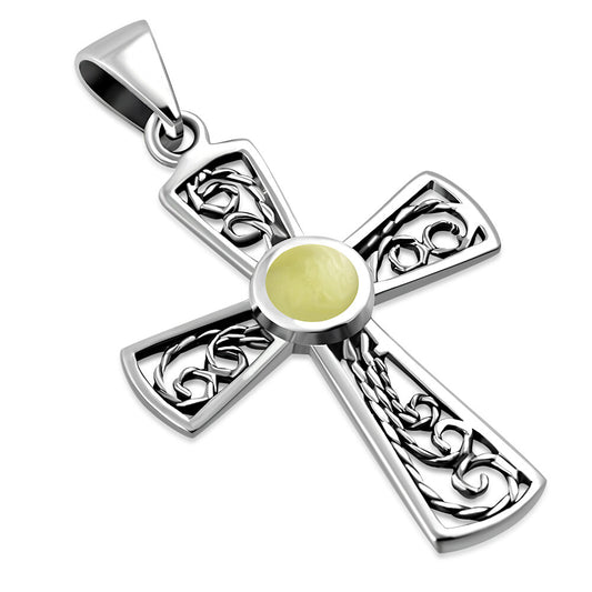 Scottish Marble Pendant - Cross with Filigree Arms