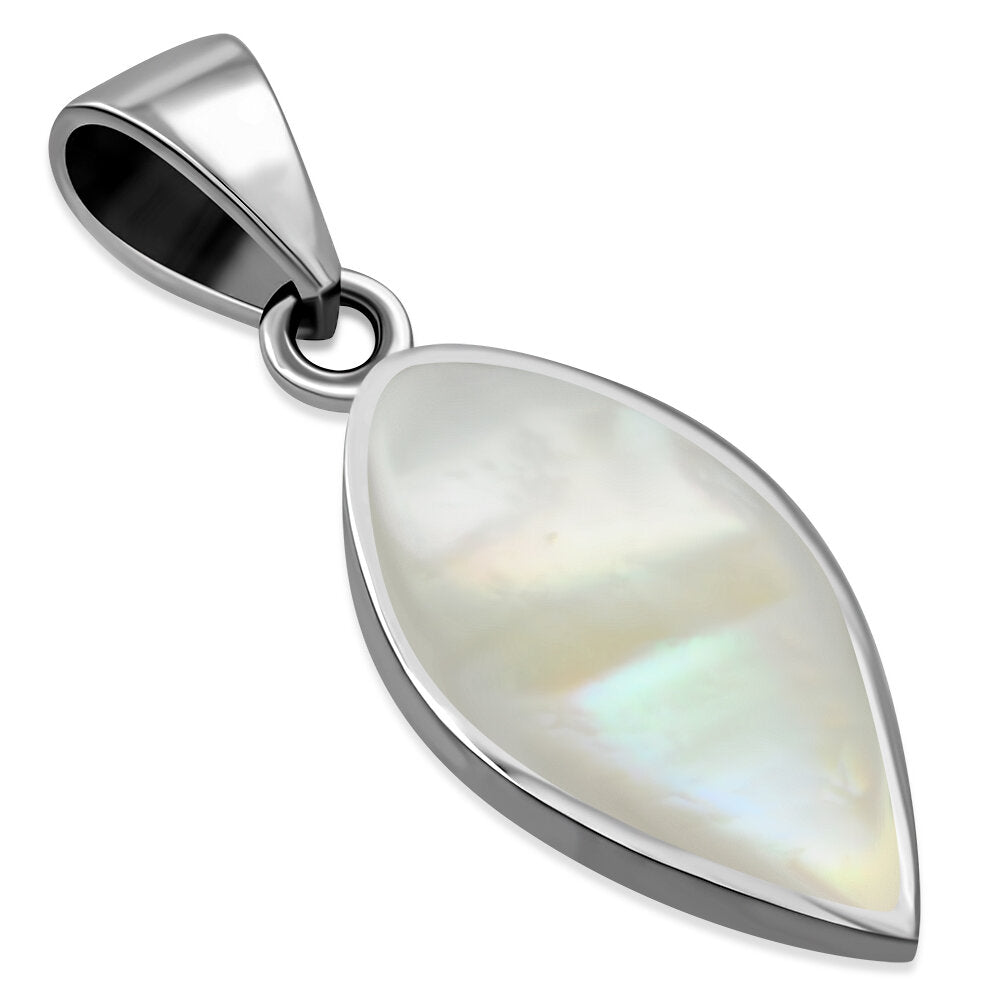 Contemporary Stone Pendant- Falling Leaf with Mother of Pearl