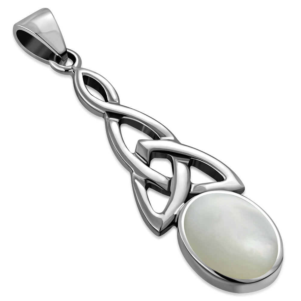 Celtic Stone Pendant- Trinity Loop Drop with Mother of Pearl