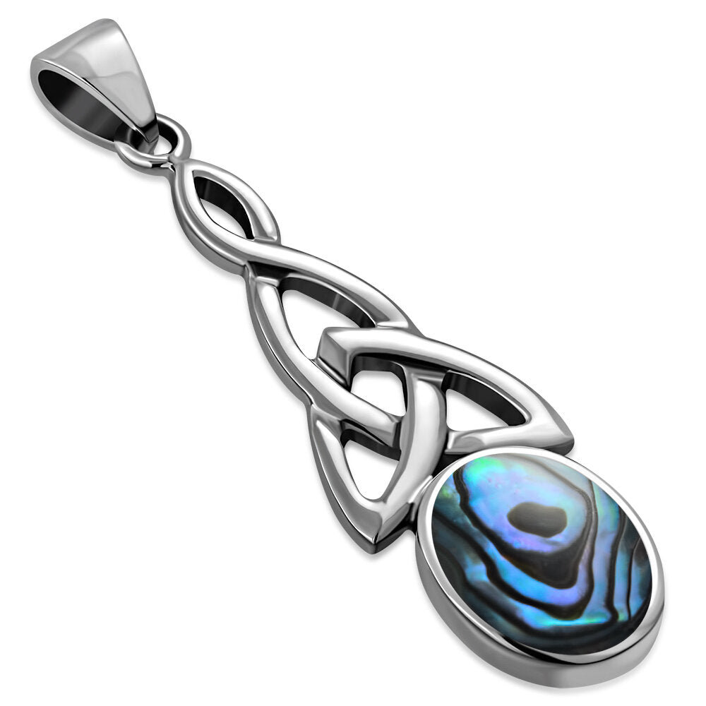 Celtic Stone Pendant-Trinity Loop Drop with Abalone Shell