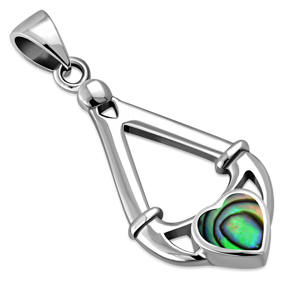 Claddagh Pendant - Claddagh Hands to Heart with Abalone Shell