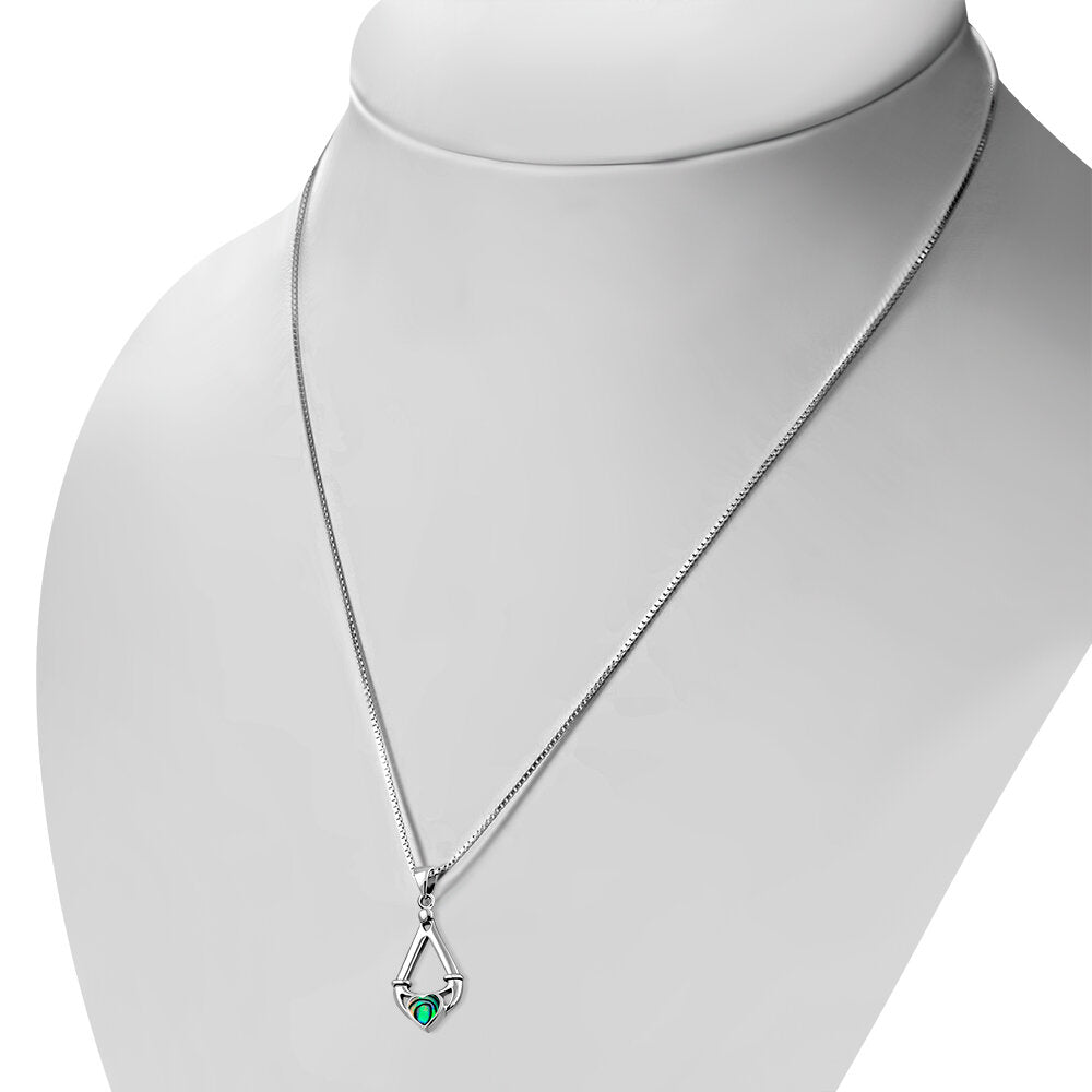 14K Gold Emerald & Diamond Claddagh Cross Pendant | Necklaces