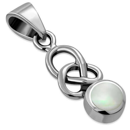 Celtic Stone Pendant- Wee Loose Trinity with Mother of Pearl