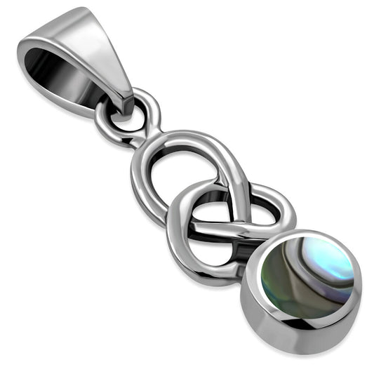 Celtic Stone Pendant- Wee Loose Trinity with Abalone Shell