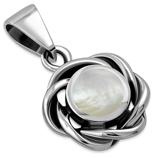 Contemporary Stone Pendant-  Circle Wreath with Mother Of Pearl