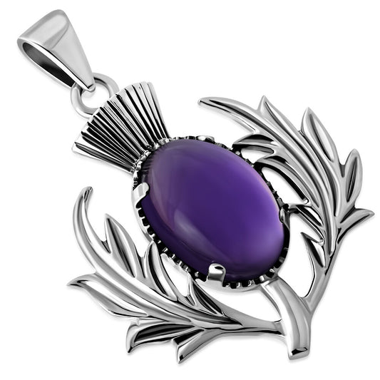 Scottish Thistle Pendant - Statement Thistle with Amethyst