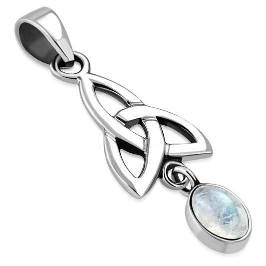 Celtic Stone Pendant- Trinity Knot with Dangly Moonstone Drop