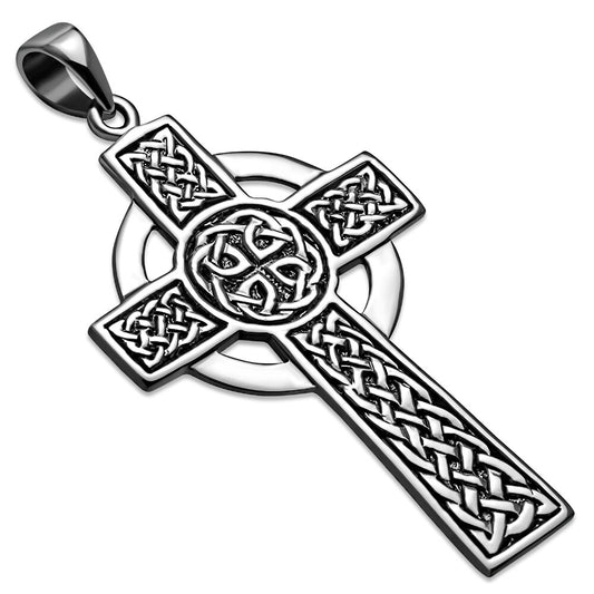 Sterling Silver Celtic Cross Pendant 1 5/8 X 7/8 Inches With Heavy Curb  Chain for sale online | eBay