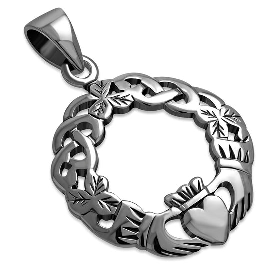 Claddagh Pendant - Knot & Shamrock