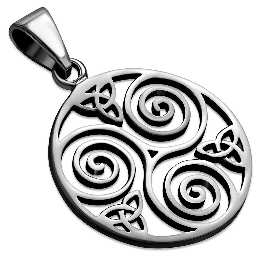 Triskele Pendant- Open Fine Spiral with Trinity detail