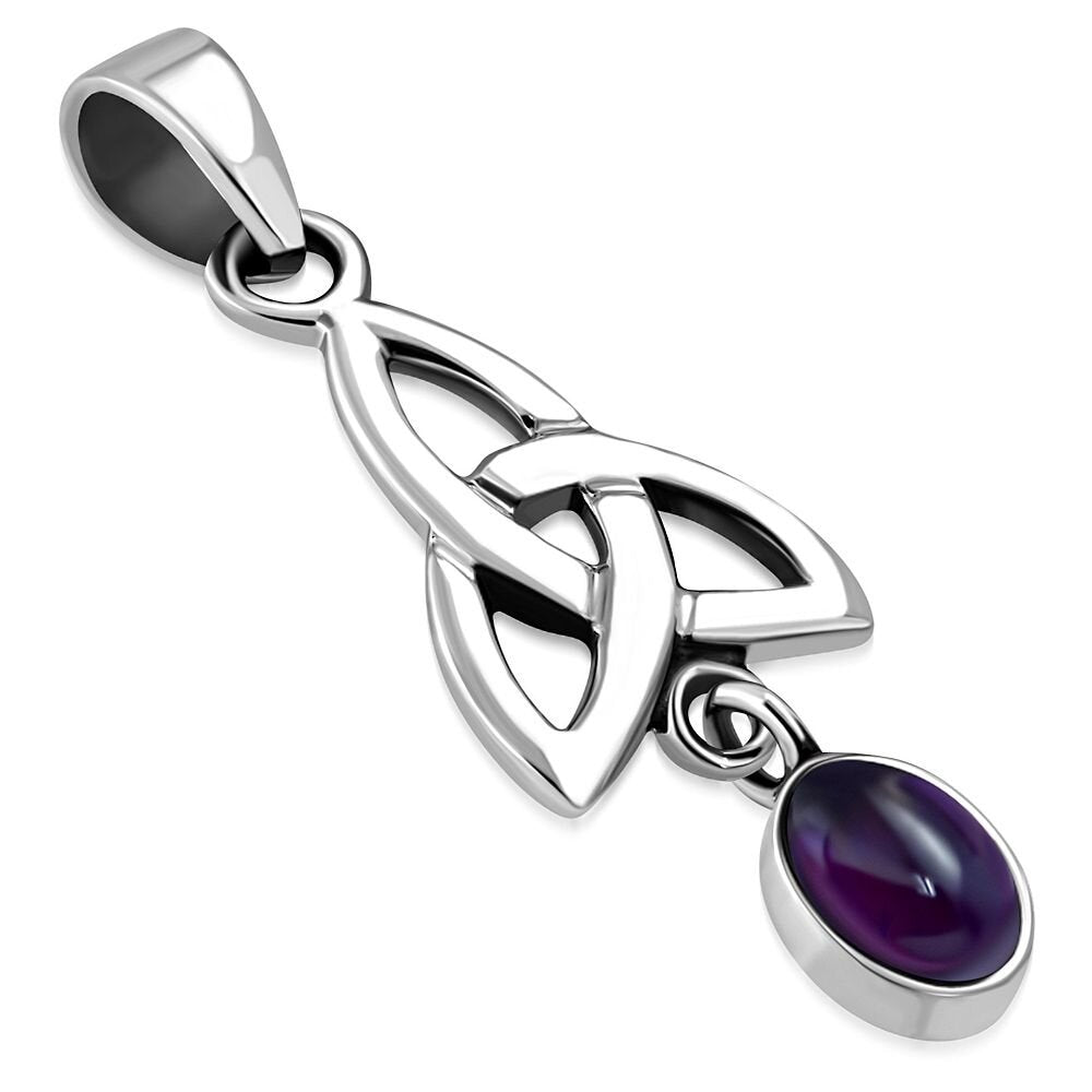Celtic Stone Pendant- Trinity with Dangly Amethyst Drop