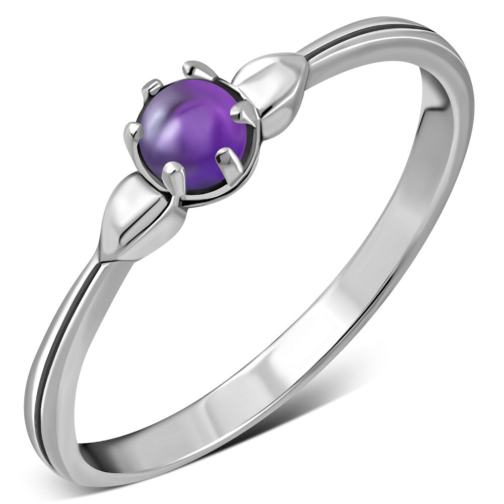 Contemporary Stone Ring- Central Cabouche with Amethyst – Celtic Design ...