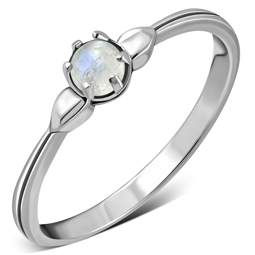 Contemporary Stone Ring- Central Cabouche with Moonstone