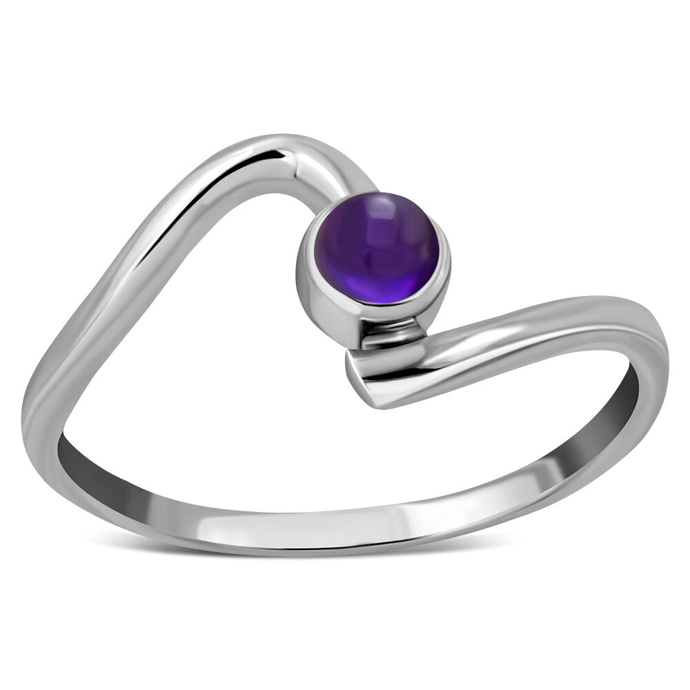 Contemporary Ring- Wave with Amethyst