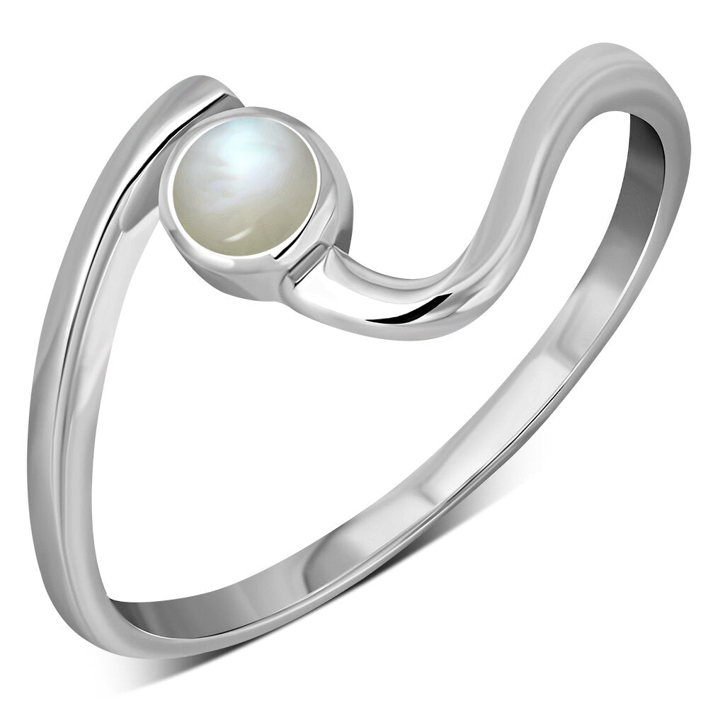 Contemporary Stone Ring- Wave with Mother of Pearl