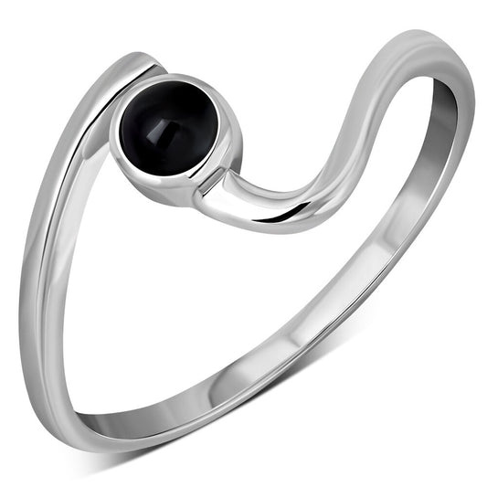 Contemporary Stone Ring- Wave with Black Onyx