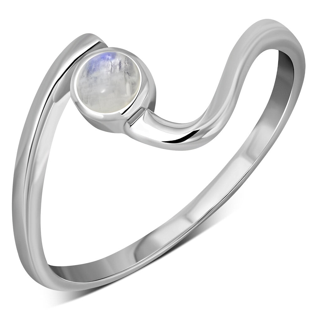 Contemporary Stone Ring- Wave with Moonstone