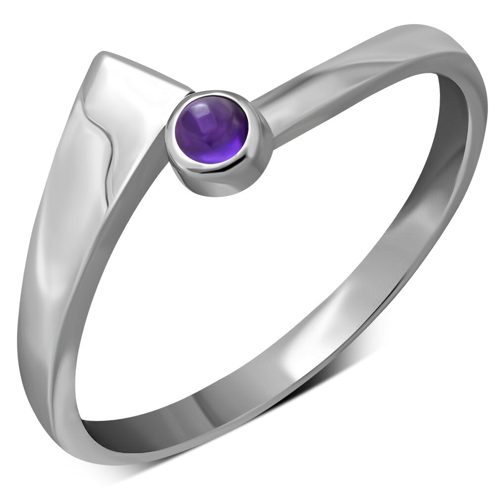 Contemporary Stone Ring- Asymmetrical Collar with Amethyst