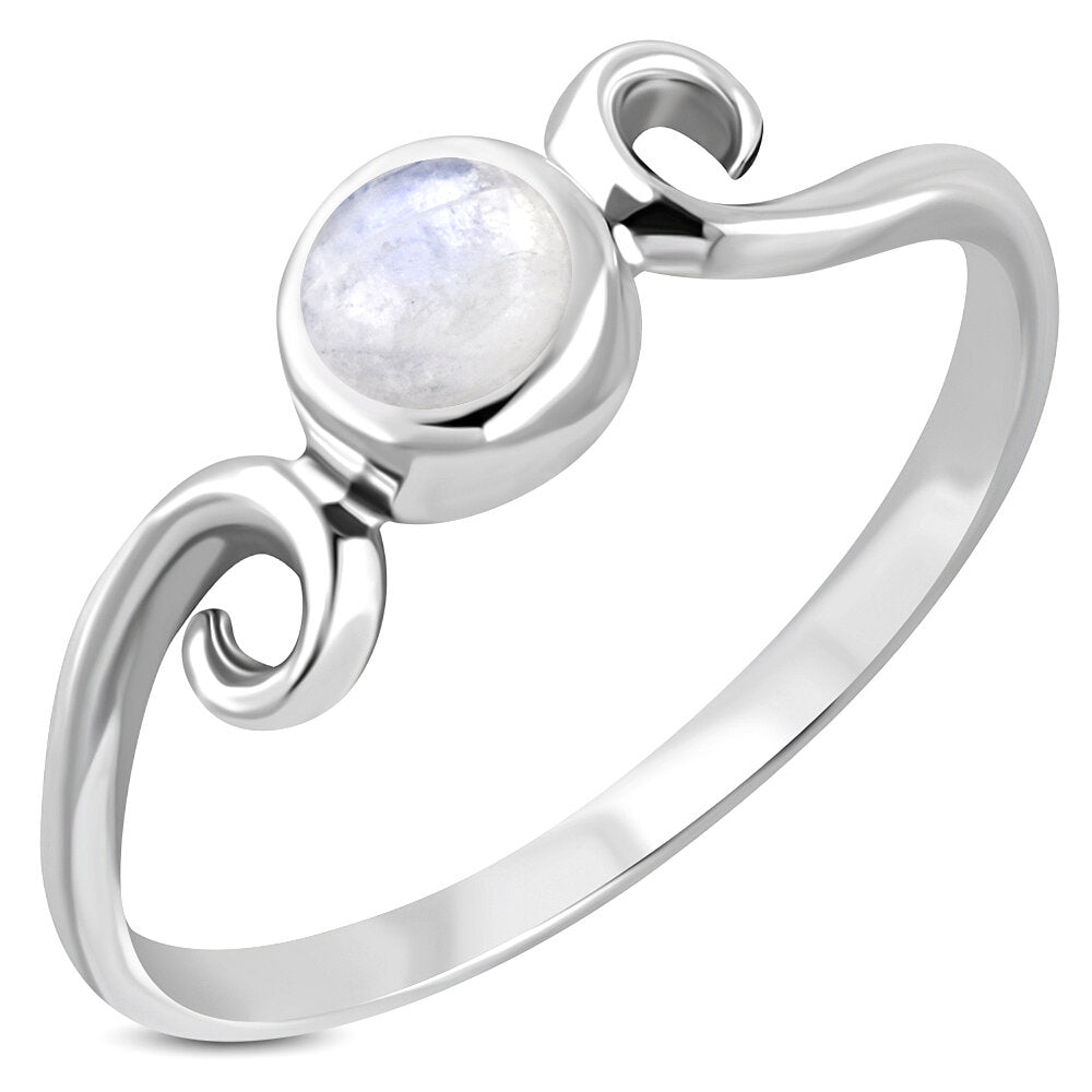 Contemporary Stone Ring- Swirl Shoulder with Moonstone (Small) – Celtic ...