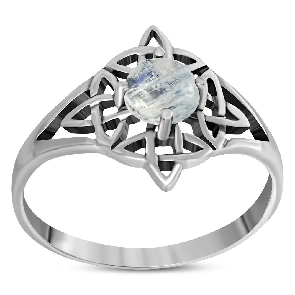 Celtic Stone Ring- Big Sailor Knot with Moonstone