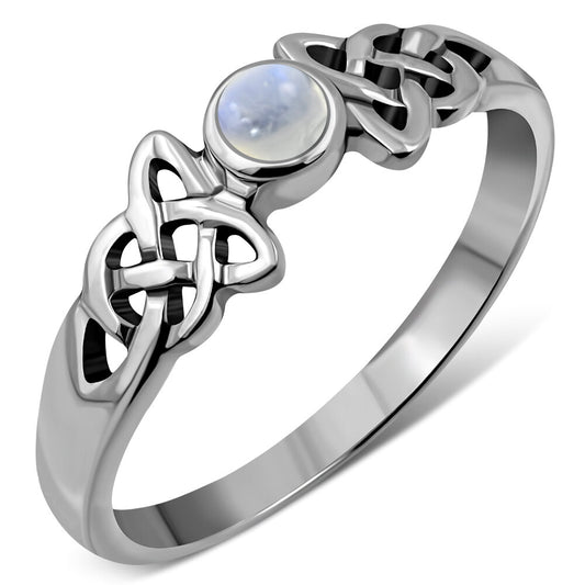 Celtic Stone Ring- Eternity Knot Shoulder with  Moonstone