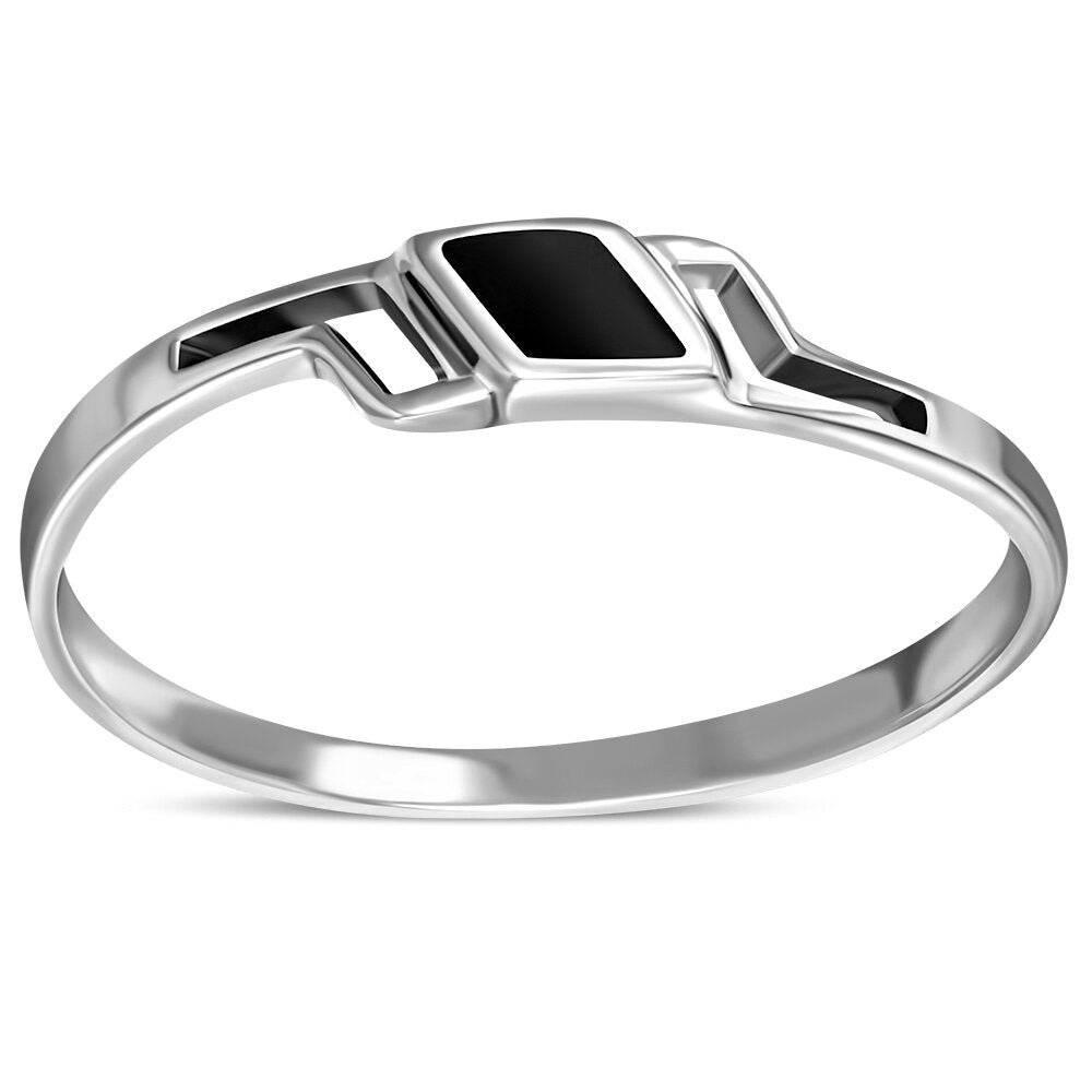 Contemporary Stone Ring- Modern Rhomboid with Black Onyx