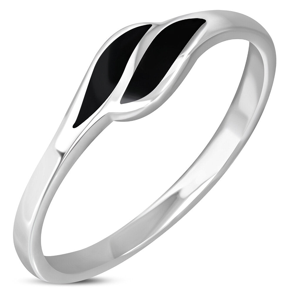 Contemporary Stone Ring- Elegant Petal Embrace with Black Onyx