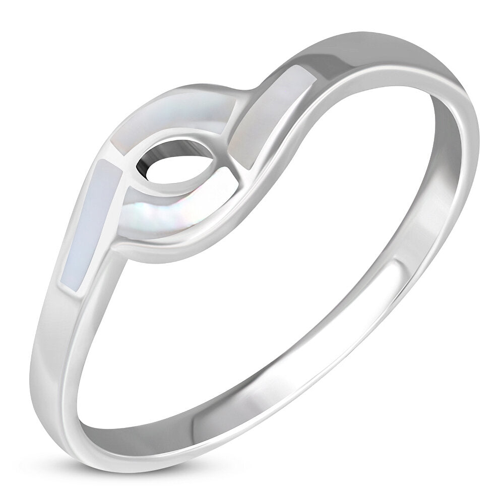 Contemporary Stone Ring- Closed Loop with Mother of Pearl