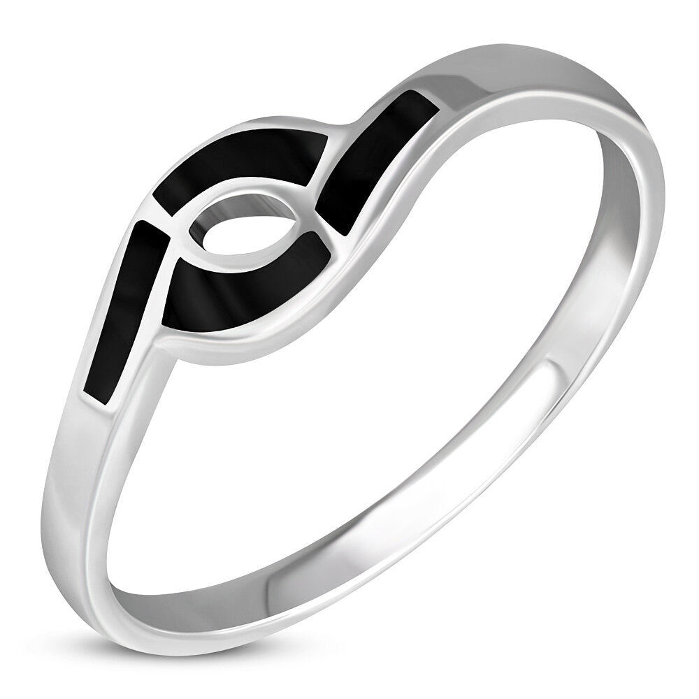Contemporary Stone Ring- Closed Loop with Black Onyx