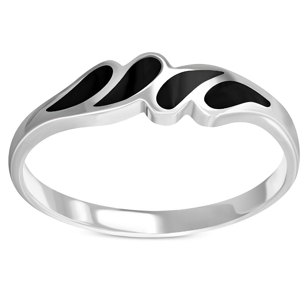 Contemporary Stone Ring- Brush Strokes with Black Onyx