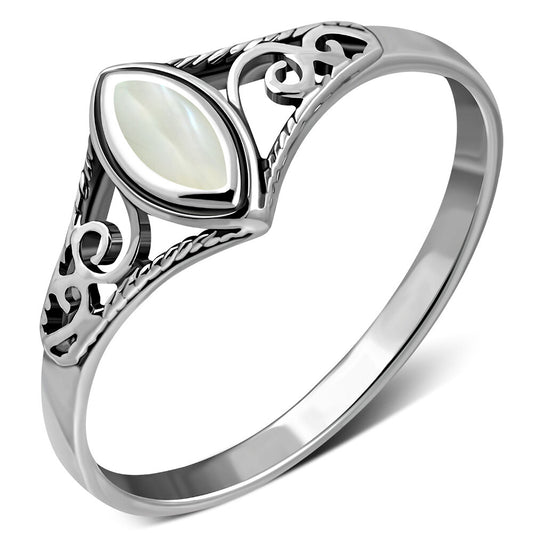 Contemporary Stone Ring- Regal Shoulder with Mother Of Pearl