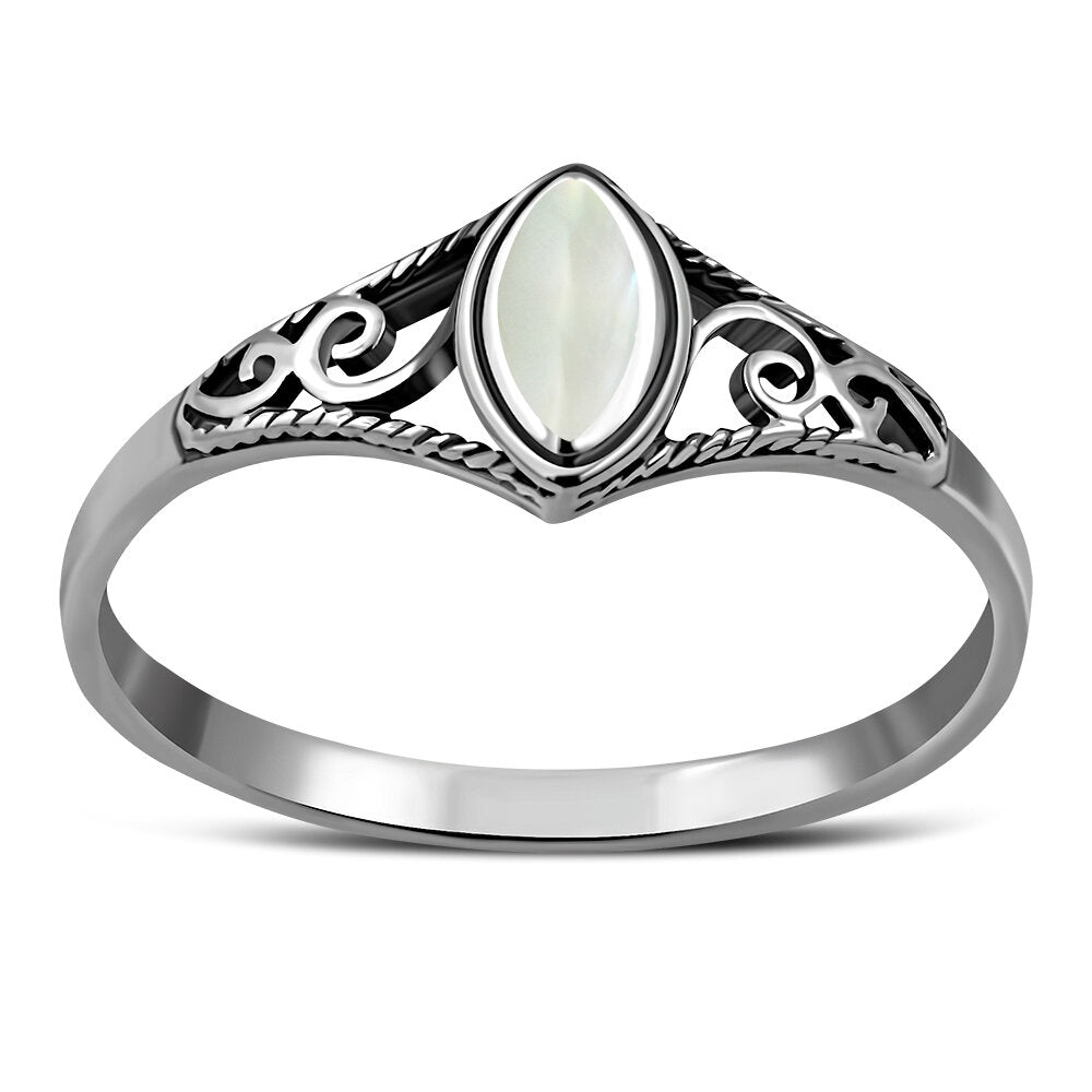 Contemporary Stone Ring- Regal Shoulder with Mother Of Pearl