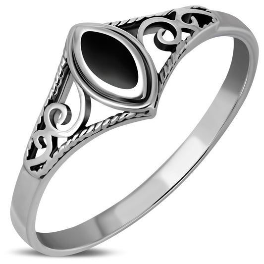 Contemporary Stone Ring- Regal Shoulder with Black Onyx