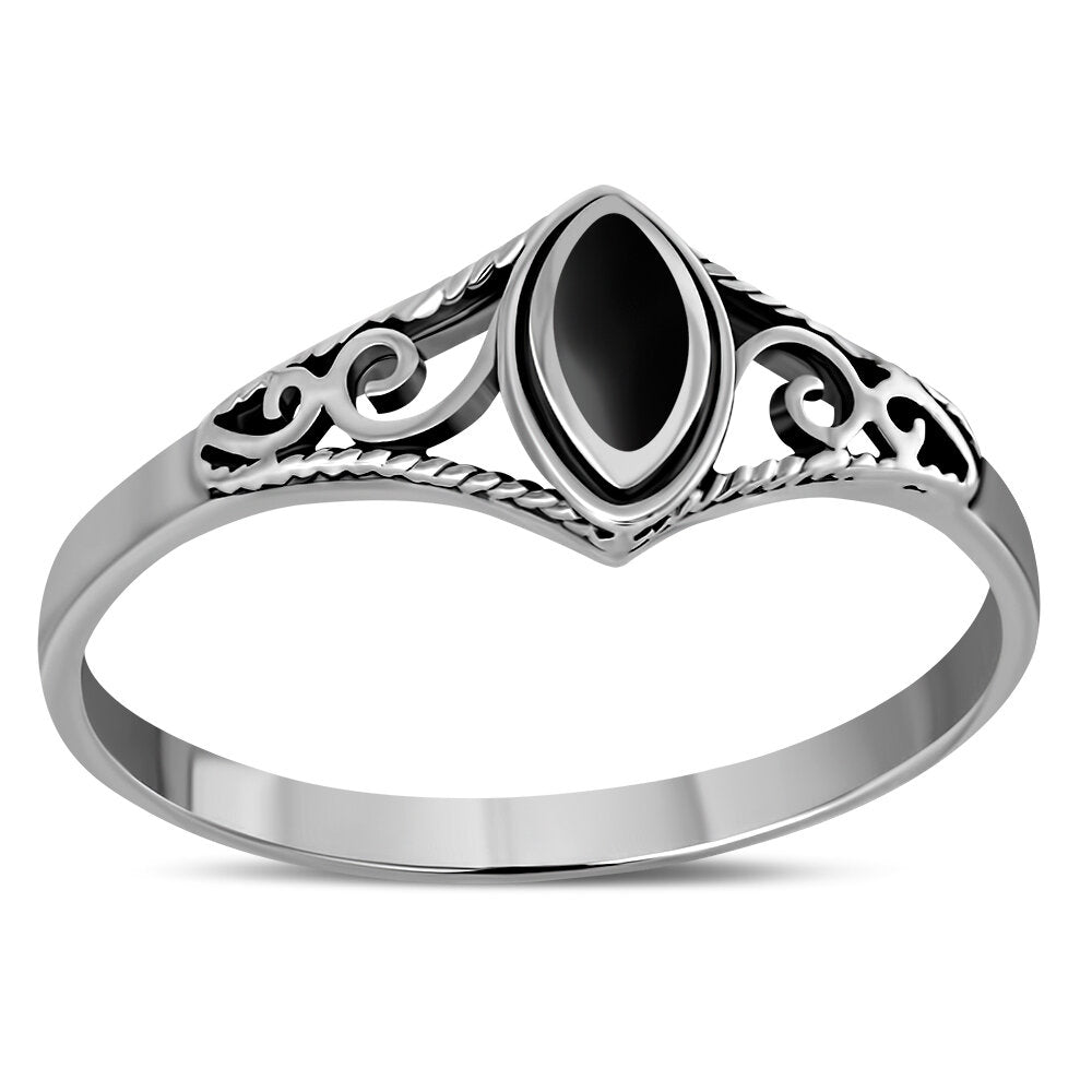 Contemporary Stone Ring- Regal Shoulder with Black Onyx