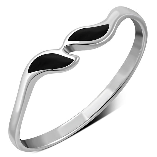 Contemporary Stone Ring- Leaves in Harmony with Black Onyx
