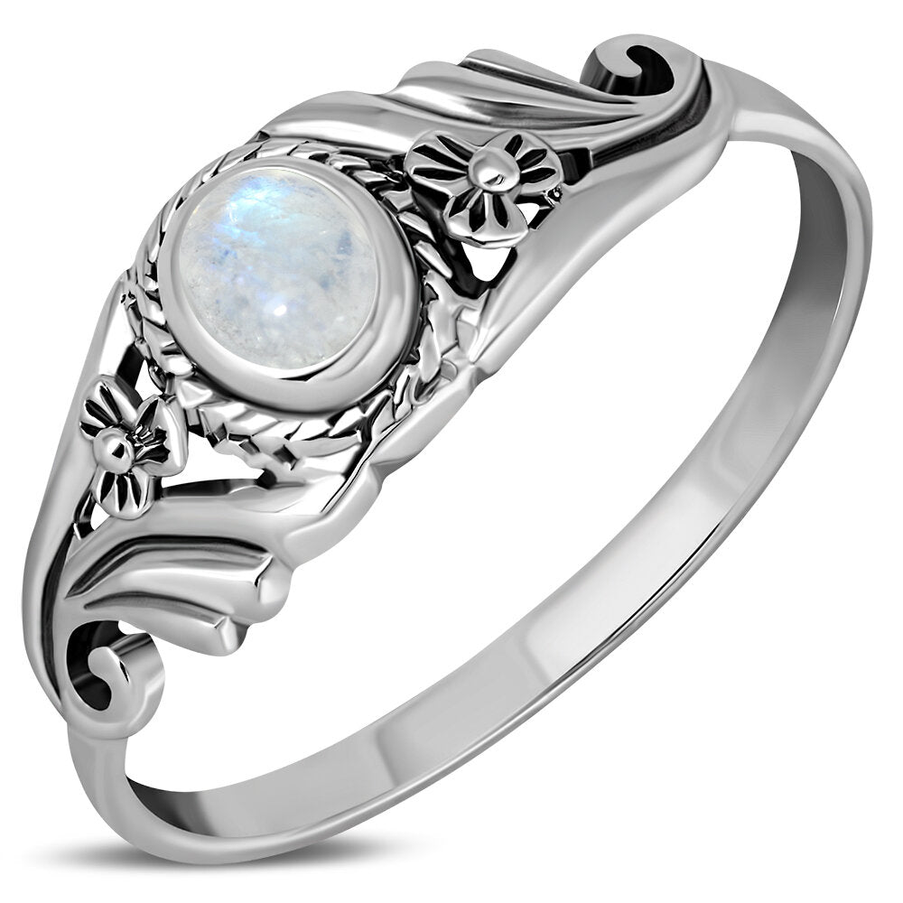 Contemporary Stone Ring-Flower wave with Moonstone
