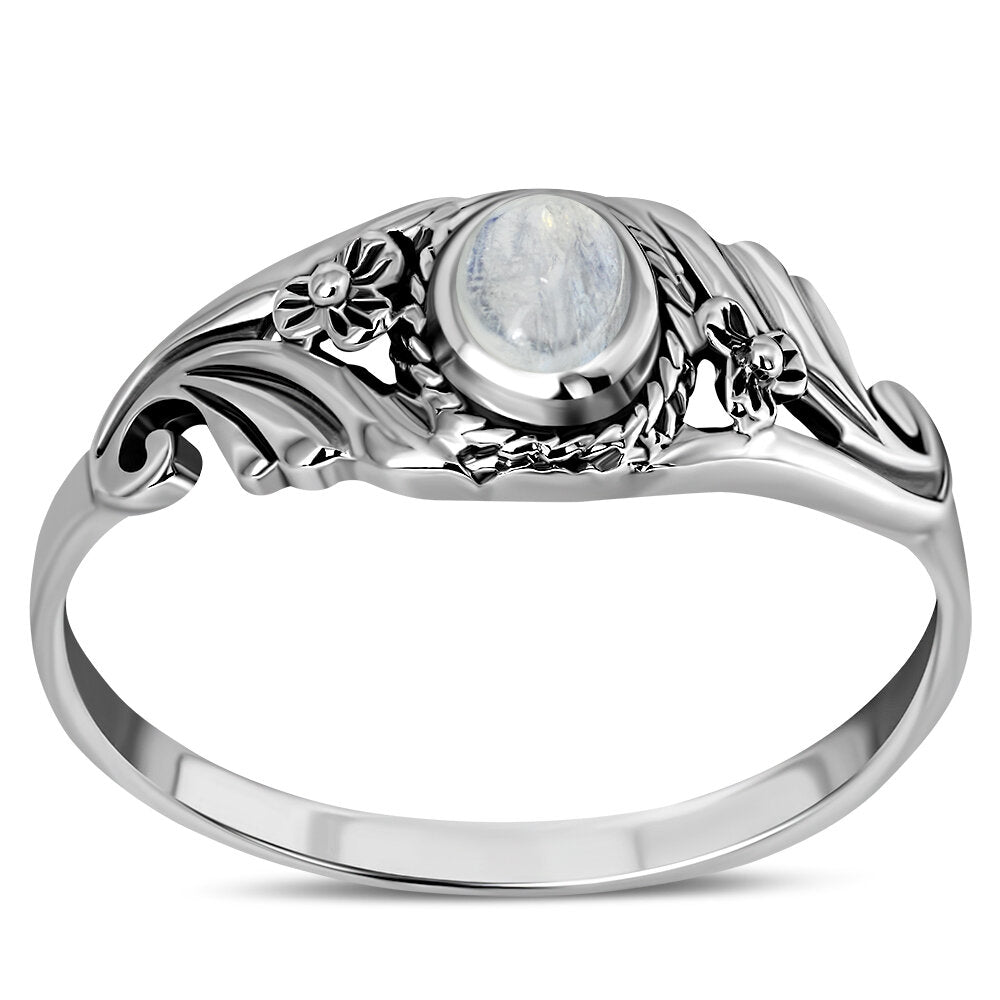 Contemporary Stone Ring-Flower wave with Moonstone
