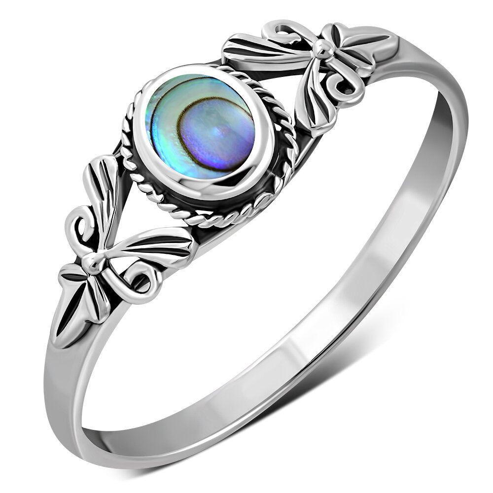 Contemporary Stone Ring- Ribbon Arms with Abalone Shell – Celtic Design ...
